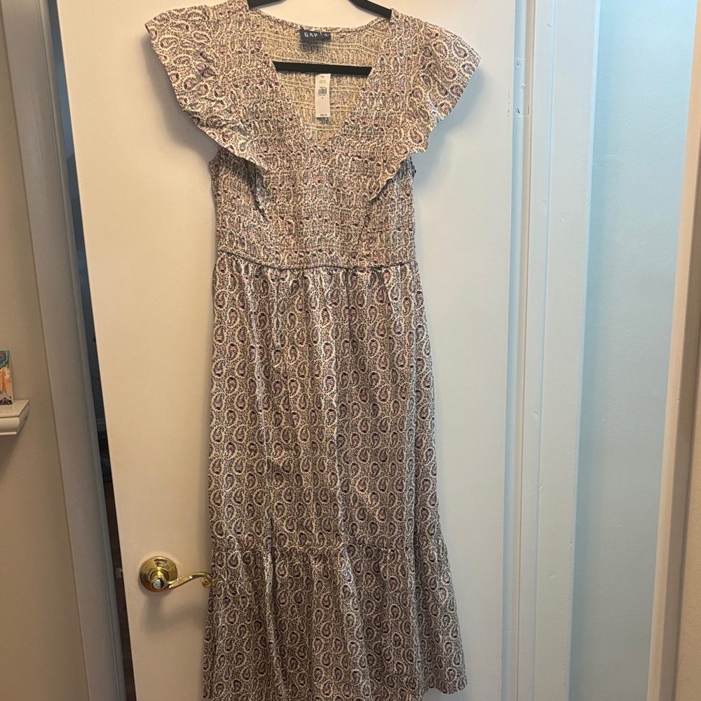 GAP Paisley Midi Dress with Ruffle Sleeves